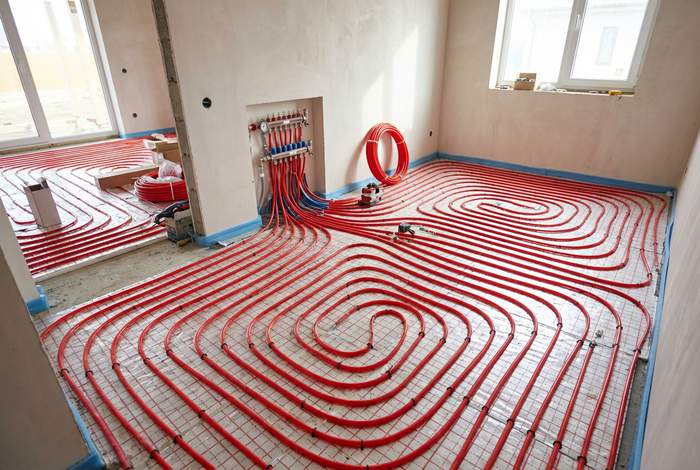 Pompe à chaleur pour plancher chauffant — illustration RenoMigo