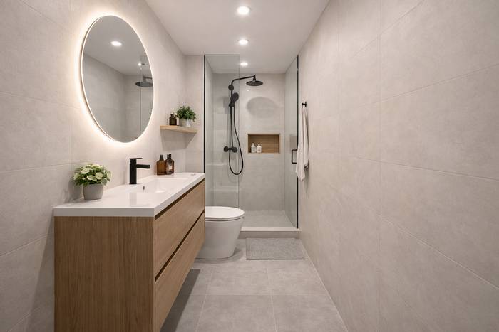L'aménagement d'une petite salle de bain — illustration RenoMigo